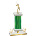 Premium Single Green Carbon Fiber Fourth Place Golf Trophy