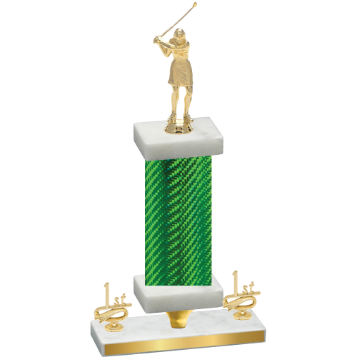 Premium Single Green Carbon Fiber First Place Golf Trophy