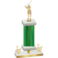 Premium Single Green Carbon Fiber Second Place Golf Trophy