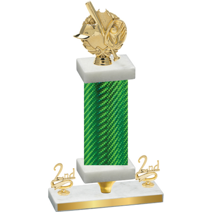 Premium Single Green Carbon Fiber Second Place Baseball Trophy