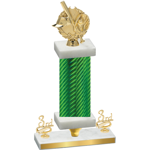 Premium Single Green Carbon Fiber Third Place Baseball Trophy