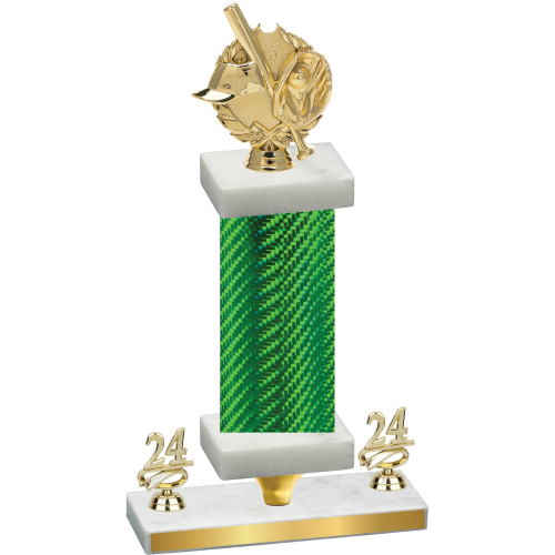 Premium Single Green Carbon Fiber Year Baseball Trophy