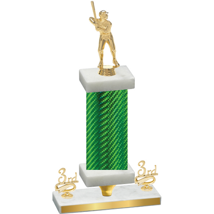 Premium Single Green Carbon Fiber Third Place Baseball Trophy