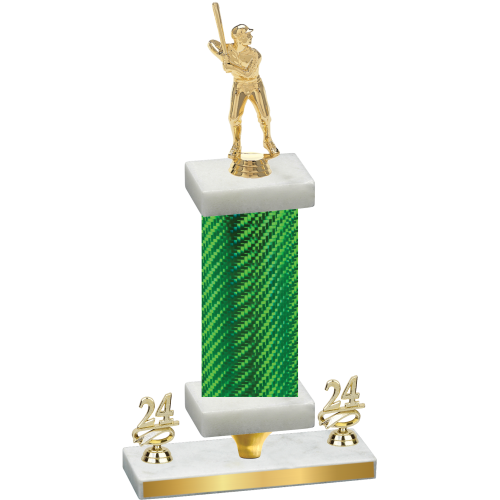 Premium Single Green Carbon Fiber Year Baseball Trophy