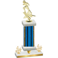 Premium Single Blue Glacier Fourth Place Football Trophy