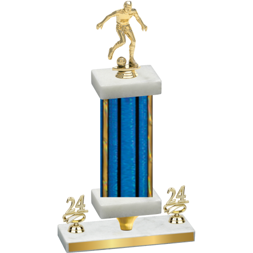 Premium Single Blue Glacier Year Soccer Trophy