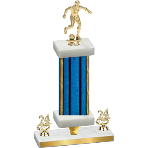 Premium Single Blue Glacier Year Soccer Trophy