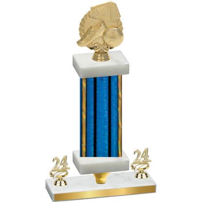 Premium Single Blue Glacier Year Soccer Trophy