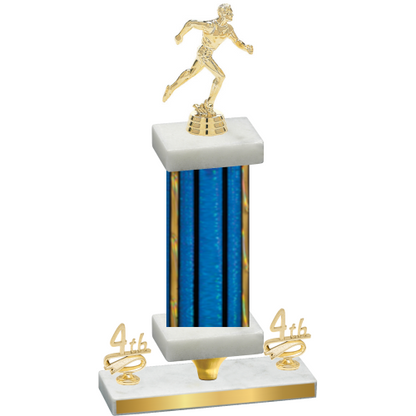 Premium Single Blue Glacier Fourth Place Running Trophy