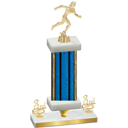 Premium Single Blue Glacier Third Place Running Trophy
