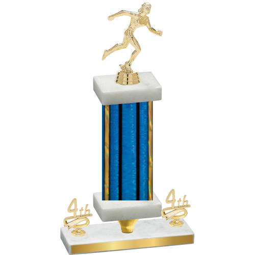 Premium Single Blue Glacier Fourth Place Running Trophy