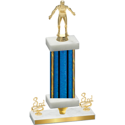 Premium Single Blue Glacier Third Place Wrestling Trophy