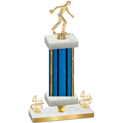 Premium Single Blue Glacier Fourth Place Bowling Trophy