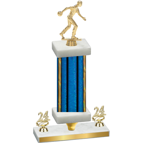 Premium Single Blue Glacier Year Bowling Trophy