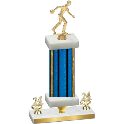 Premium Single Blue Glacier Year Bowling Trophy