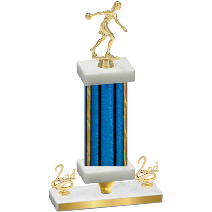 Premium Single Blue Glacier Second Place Bowling Trophy