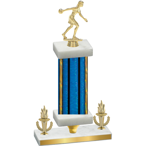 Premium Single Blue Glacier Victory Bowling Trophy