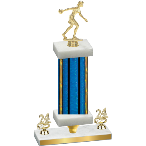 Premium Single Blue Glacier Year Bowling Trophy