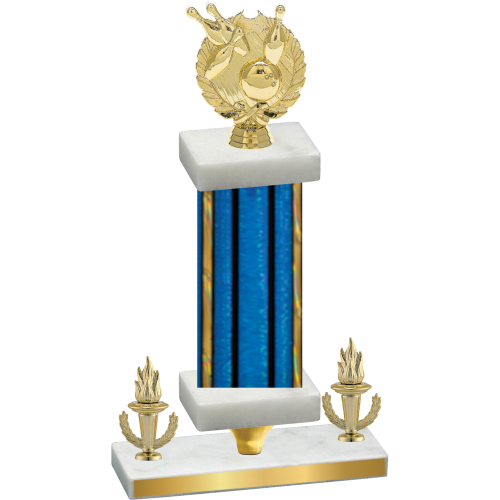 Premium Single Blue Glacier Victory Bowling Trophy