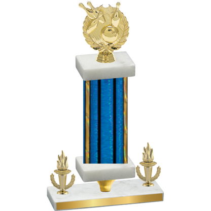 Premium Single Blue Glacier Victory Bowling Trophy