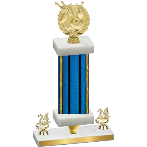 Premium Single Blue Glacier Year Bowling Trophy