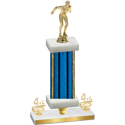 Premium Single Blue Glacier Fourth Place Swimming Trophy