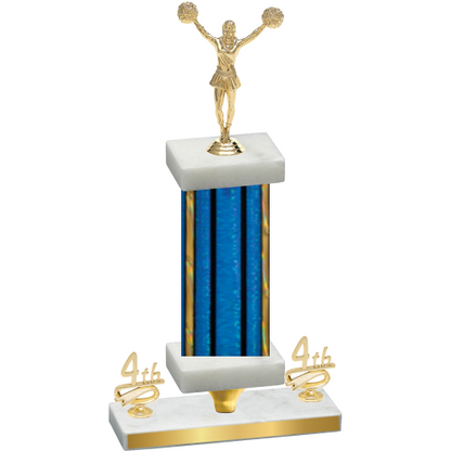 Premium Single Blue Glacier Fourth Place Cheerleading Trophy