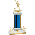 Premium Single Blue Glacier Fourth Place Lacrosse Trophy