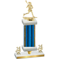 Premium Single Blue Glacier Year Lacrosse Trophy