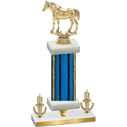 Premium Single Blue Glacier Victory Horses Trophy