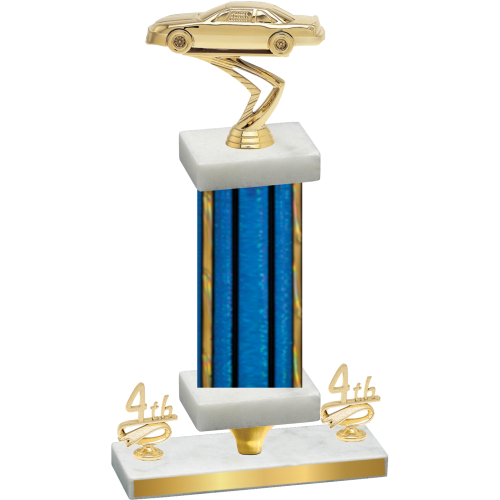 Premium Single Blue Glacier Fourth Place Cars Trophy