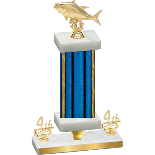 Premium Single Blue Glacier Fourth Place Fishing Trophy