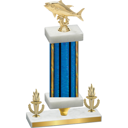 Premium Single Blue Glacier Victory Fishing Trophy