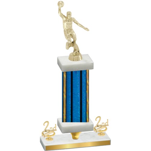 Premium Single Blue Glacier Second Place Basketball Trophy