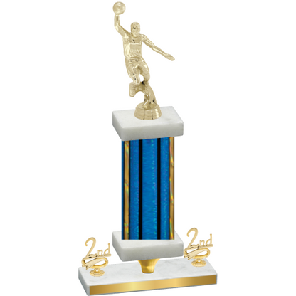 Premium Single Blue Glacier Second Place Basketball Trophy