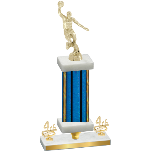 Premium Single Blue Glacier Fourth Place Basketball Trophy