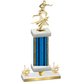 Premium Single Blue Glacier First Place Flag Football Trophy