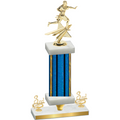 Premium Single Blue Glacier Third Place Flag Football Trophy