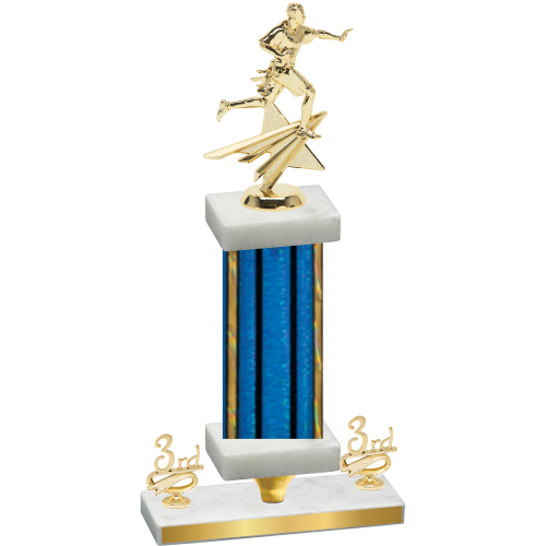 Premium Single Blue Glacier Third Place Flag Football Trophy