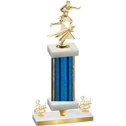 Premium Single Blue Glacier Third Place Flag Football Trophy