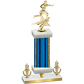 Premium Single Blue Glacier Victory Flag Football Trophy