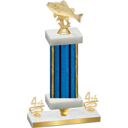 Premium Single Blue Glacier Fourth Place Fishing Trophy