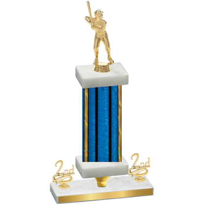 Premium Single Blue Glacier Second Place Baseball Trophy