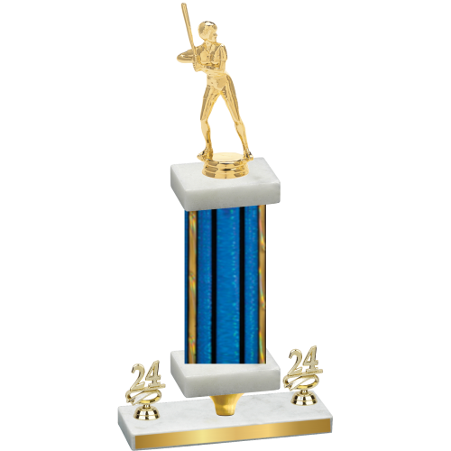 Premium Single Blue Glacier Year Softball Trophy