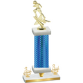 Premium Single Blue Carbon Fiber Third Place Football Trophy