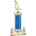 Premium Single Blue Carbon Fiber Victory Football Trophy