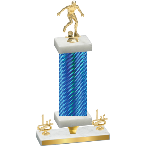 Premium Single Blue Carbon Fiber First Place Soccer Trophy
