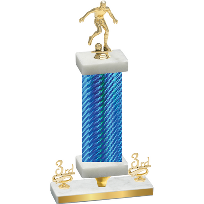 Premium Single Blue Carbon Fiber Third Place Soccer Trophy