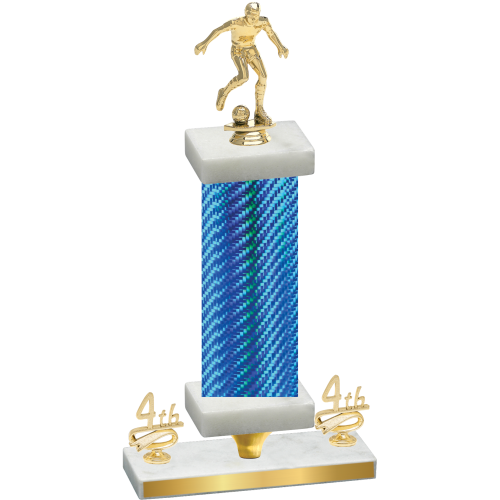 Premium Single Blue Carbon Fiber Fourth Place Soccer Trophy