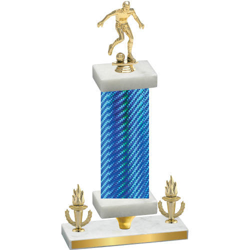 Premium Single Blue Carbon Fiber Victory Soccer Trophy